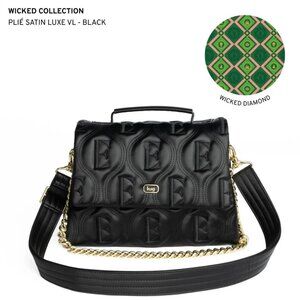 Lug x Wicked Satin Luxe Top Handle Flap Crossbody - Plie - Black